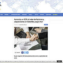 Aumento un 82% el valor de fusiones y adquisiciones en Colombia, segn Aon